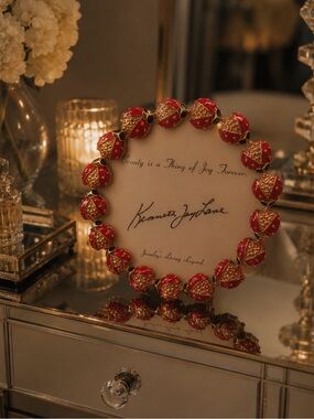 🐞🖤 RARE Small Round Kenneth Jay Lane Golden Ladybug Photo Frame 🖤🐞